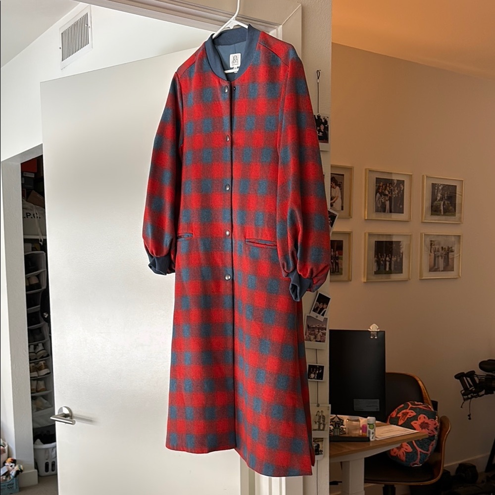 Anthropologie Plaid Long Coat - image 1